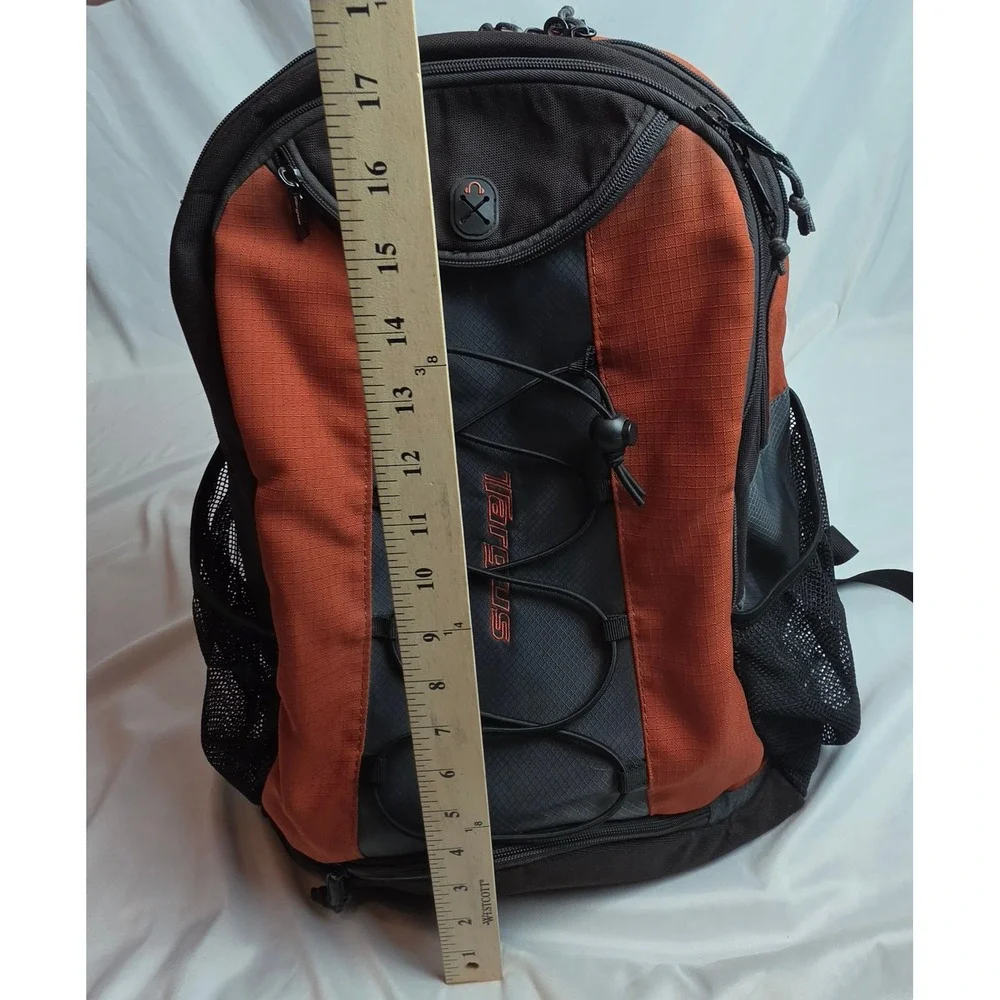 Targus Laptop Backpack Orange Black Ripstop Bungee Cord Tech School Bag 18in
